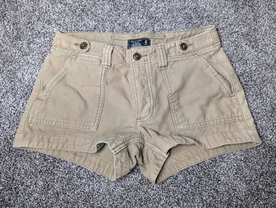 VTG Abercrombie Fitch Y2K Tan Mini Cargo Shorts Ames Low Rise Grunge Size 00/24 - Image 1 of 4