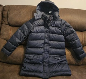 Patagonia Giubbotto Parka Isolato con Cappuccio per Bambini Taglia M/10 Blu - Foto 1 di 18