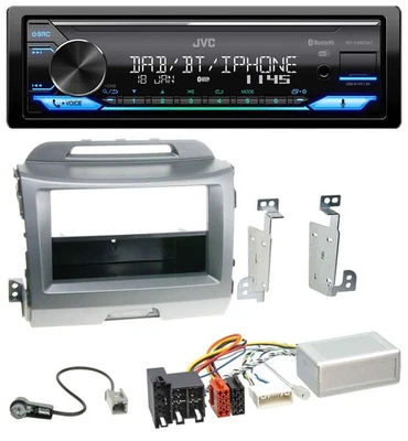 JVC Bluetooth DAB USB Lenkrad Autoradio für Kia Sportage 3 10-15 Navi silber - Bild 1 von 4