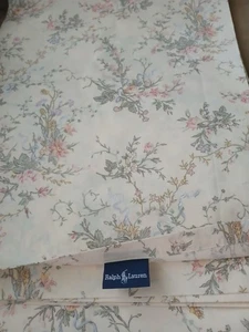 Vintage 1985 Ralph Lauren Twin Flat Sheet Unknown Pattern Cream W/ Light Pastels - Bild 1 von 7
