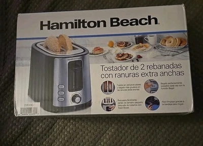 HAMILTON BEACH 22633 EXTRA-WIDE SLOT 2 SLICE TOASTER, BLACK Lightly Used - Image 1 of 4