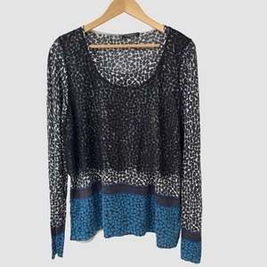 Marina Rinaldi Langarm-Pullover Animal-Print Spitze Seidenmischung Rundhals L - Bild 1 von 6