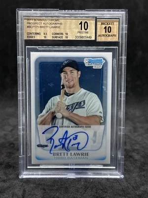 2011 Brett Lawrie Prospects Auto Bowman Chrome RC BGS Pristine 10/10 - Image 1 of 2