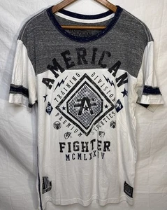 Y2K Buckle American Fighter Grafik T-Shirt doppelseitig Herren L bestickt - Bild 1 von 11