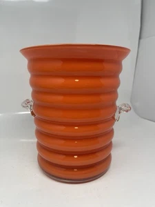 Cubo de hielo de vidrio soplado naranja inspirado en Mcm acanalado - Imagen 1 de 6