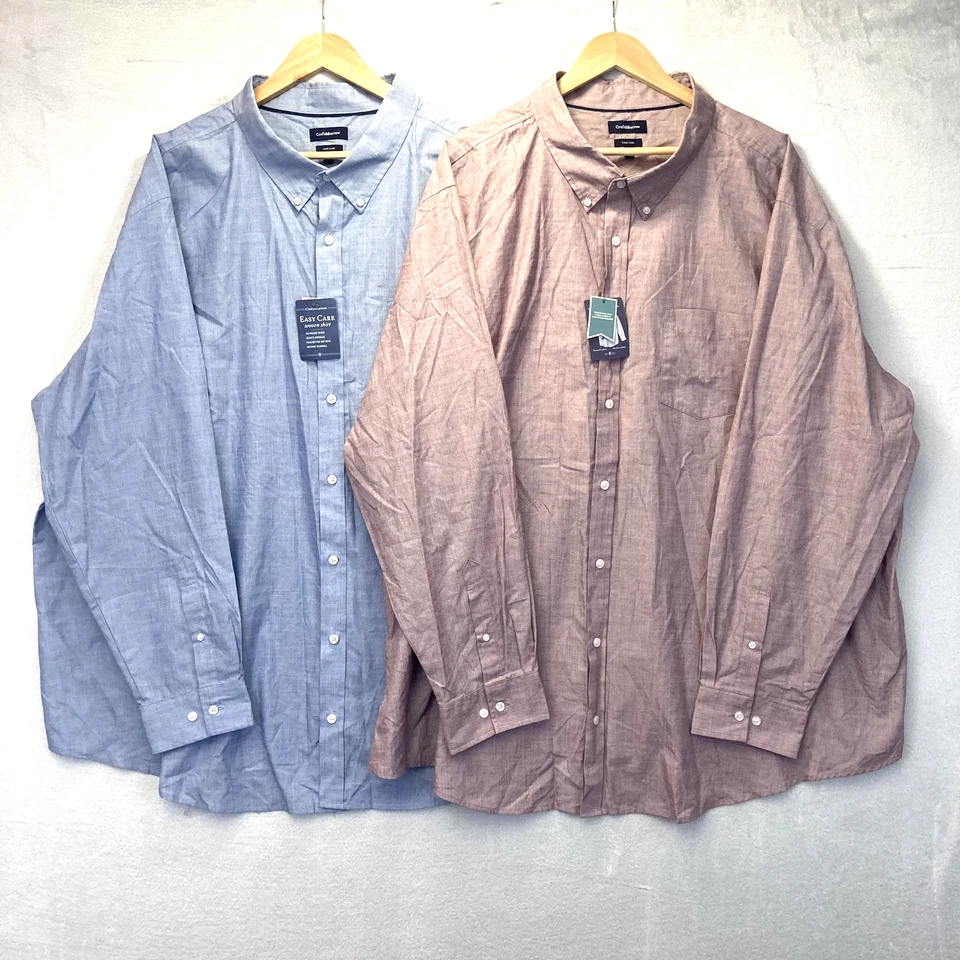 Nuevo con etiquetas Lote de 2 Camisas Croft & Barrow Abotonadas de Fácil Cuidado para Hombres 4XB Azul Rojo Oficina Foto 1 de 4