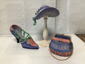 CLASSIC TREASURES, LADIES COLLECTIBLE ENSEMBLE-PURSE, SHOE, HAT, & DISPLAY STAND - Picture 1 of 6