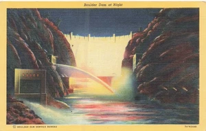 Diga di masso di notte cartolina d'epoca - Foto 1 di 2