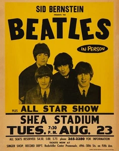 BigWigPrints Beatles 1966 Shea Stadium NYC Concert Poster Reproduction Wall Art - Picture 1 of 1