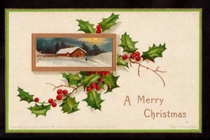 1907 artist signed Clapsaddle snow scene Christmas postcard - Picture 1 of 1