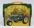 John Deere Small 7'x5.5' Lunchbox Pail Tin Metal Tool Box Toy Tractors Display