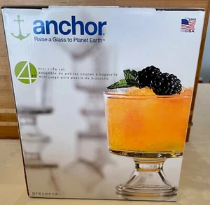 Anchor Hocking Presence Mini Trifle Footed Dessert Bowls 12oz Set Of 4 - Picture 1 of 1