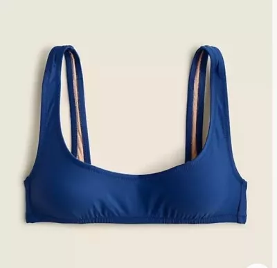 J. Top de bikini Crew Heritage cuello redondo para mujer 2X azul forrado ajustable BX611 NUEVO Foto 1 de 4