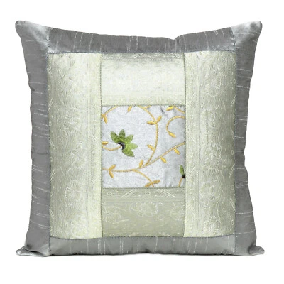 Funda de cojín brocado elefante decoración del hogar hecha a mano sofá de seda funda de almohada 16" Foto 1 de 4