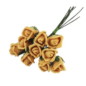 Bunch of 10 Foam Rose Buds - Artificial Wedding Flowers Craft Buttonhole Corsage - Picture 1 of 28