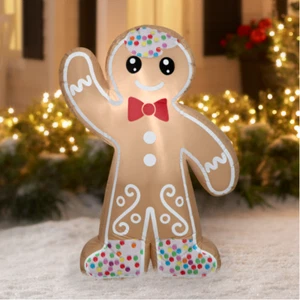 Gemmy 4' luftgeblasen beleuchtet Weihnachten Lebkuchen Junge aufblasbar - Bild 1 von 2