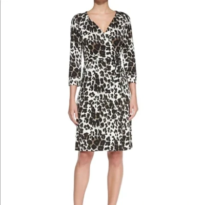 Vestido Diane von Furstenberg para mujer talla 6 Julian dos envolventes estampado de leopardo corbata Foto 1 de 4