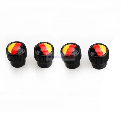 4pcs Germany Deutsches Metal Black Wheel Tire Valve Stems Caps For Audi Porsche - Image 1 of 4