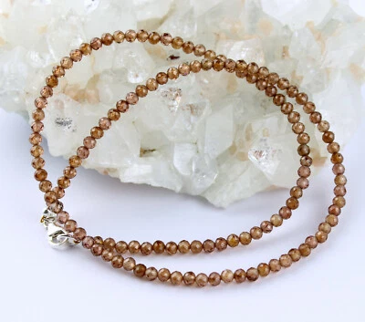 Collana Di Zircone Naturale Collana Di Pietre Preziose Facettate Regalo 45 Cm - Immagine 1 di 3