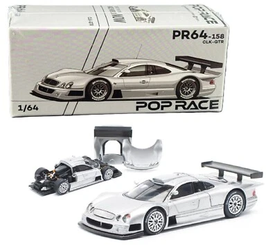 Pop Race 1:64 Mercedes-Benz CLK AMG GTR (Silver) Street Version PR640158 - Image 1 of 4
