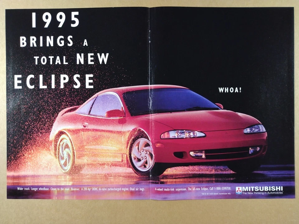 Mitsubishi Eclipse 1995 rojo coche foto vintage anuncio impreso Foto 1 de 1