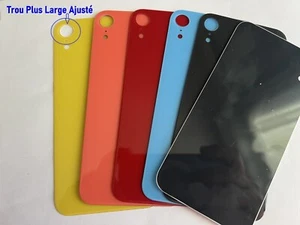 Vitre arriere pour châssis compatible iPhone XR Big hole trou large LOGO - Photo 1 sur 5