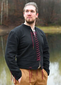 Mittelalterlicher Wams Bernhard mit Nestelbändern, schwarz - Bild 1 von 6
