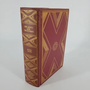 International Collectors Library The Agony and the Ecstasy Irving Stone wine red - Picture 1 of 7