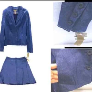 New vintage 1980's denim suit set skirt jacket 80's jeans white stitching - Picture 1 of 10