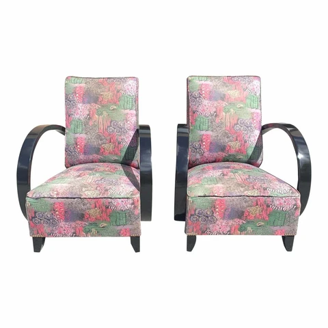 Fine Pair of French Art Deco Club Chairs 1940s Cover