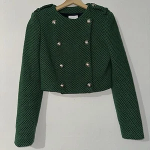 Chaqueta Blazer Zara Tweed Estilo Militar Doble Pecho Botones Navidad Nueva con Etiquetas Xs - Imagen 1 de 8