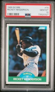 1989 Score Rickey Henderson Baseball Card #70 PSA 10 Gem Mint
