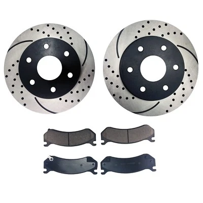 Front Drilled Brake Rotors and Pads for 1999 - 2006 GMC Sierra 1500 Safari Yukon Foto 1 de 4