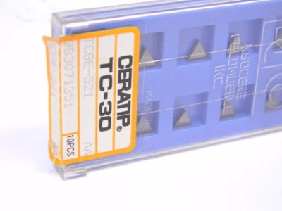 NEW SURPLUS 10PCS. CERATIP  TCGE 521 GRADE: TC30  CARBIDE INSERTS - Image 1 of 4