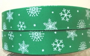 Christmas ribbon 7/8" grosgrain ribbon snowflake ribbon 5 Yds ships free - Picture 1 of 1