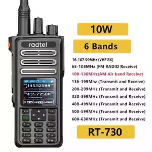 Walkie Talkie Banda de Aire 10 W Banda Completa Amateur Ham 199CH HT USB-C Batería - Imagen 1 de 22
