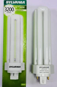 1x 42W Sylvania DImmable GX24Q-4 4 pin CFL Low Energy 3000K 830 Light Bulb Lamp - Picture 1 of 2