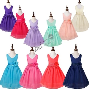 UK Flower Girl Kid Bridesmaid Wedding Formal Party Ball Gown Prom Princess Dress - Picture 1 of 63