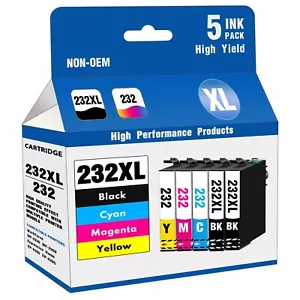 232XL Replacement for Epson Ink WF-2930 XP-4200 XP-4205 Printers (2BK/1C/1M/1Y) - Picture 1 of 9