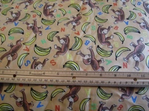 Orange Curious George mit Bananen Baumwollstoff BTY - Bild 1 von 1