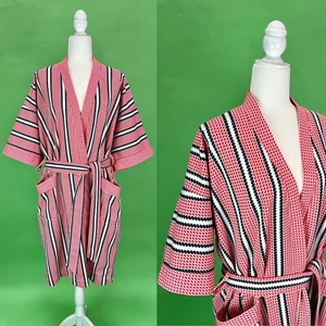 Vintage Men’s 70s Mr. Teri Red White and Blue Striped Robe - 1970s Americana - Picture 1 of 10