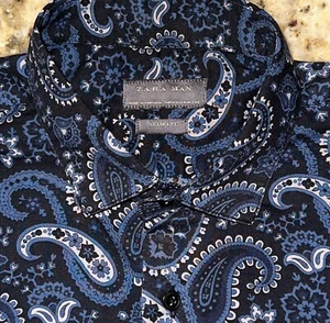 Zara Man Men’s Slim Fit Blue Paisley Long Sleeve Shirt Size M - Picture 1 of 3