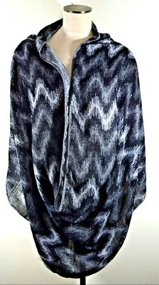 CEJON Womens BLACK Silver CHEVRON SPARKLE STRIPE LOOP Infinity scarf - Image 1 of 4