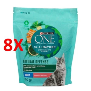 8 X Purina One Dual Nature Cat Salmon Crochette Bag 400 Gramm - Bild 1 von 1