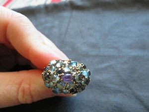 Stauer 14K Gelbgold Tansanit & Blautopas Cabochons Ringgröße 8, UVP 2795 $ - Bild 1 von 14
