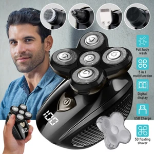 Rasoio Elettrico Uomo 5D Trimmer Rasoio Ricaricabile Testa Calva Capelli Barba Rasatura - Foto 1 di 13