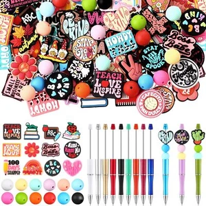 122 Pcs Silicone Focal Beads for Pens Set DIY Beadable Pens Kit Include 12 Pc... - Picture 1 of 7