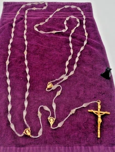 Frosted Crystal Wedding Lasso/Crystal Wedding Rosary/Gold Crucifix Centerpiece - Picture 1 of 5