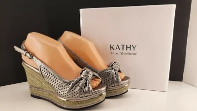 Kathy Van Zeeland Gris Peltre, Acento Cuerda Tacón de Cuña Plataforma Tacones Eslinga. Foto 1 de 4