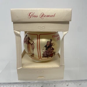 Vintage 1977 Hallmark Norman Rockwell Glass Ball Christmas Ornament - Foto 1 di 4